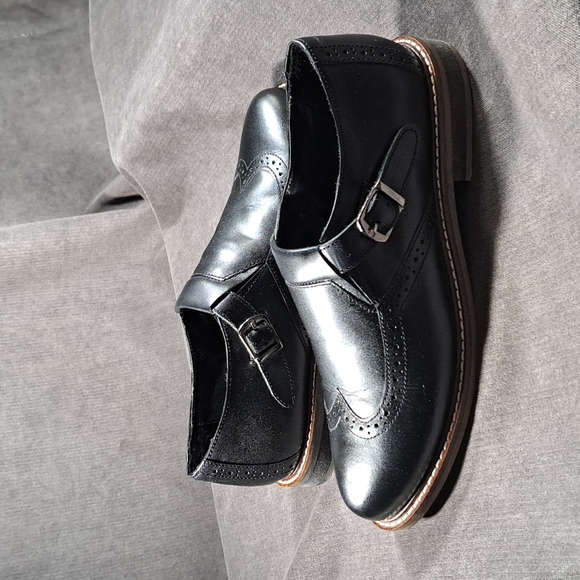 Cooperative Black Leather Side Buckle Slip On Oxford Loafers VG+ US 6 - Picture 11 of 16